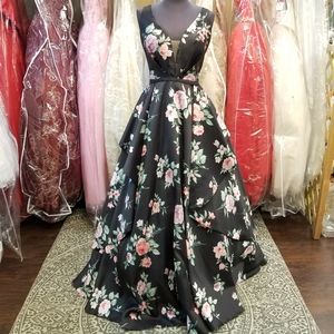 Classic Black Floral Ballgown